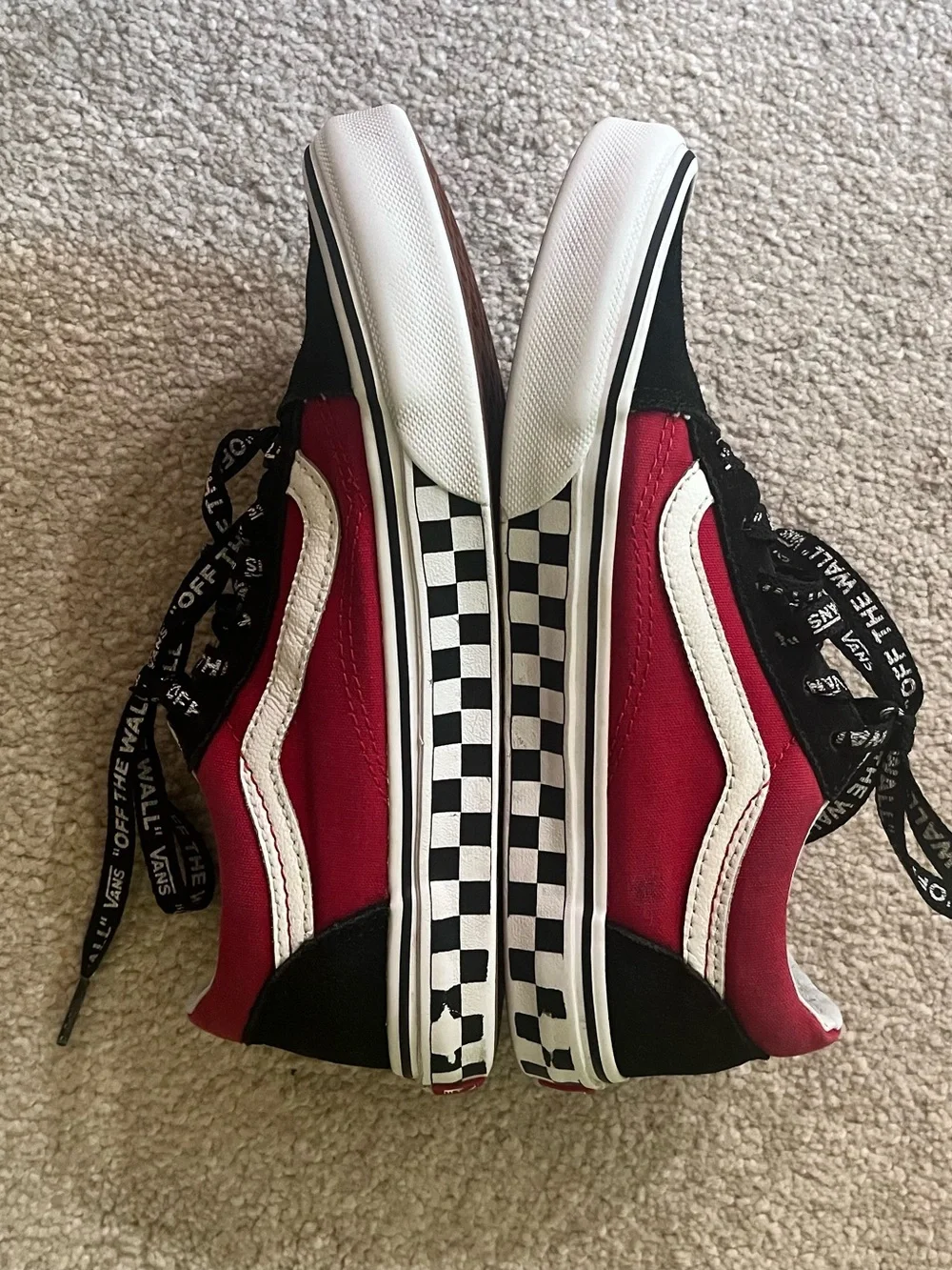 Vans Old Skool 'Logo Pop' Black/Red/White Kids Sneakers Skate Shoes Boys Size 5